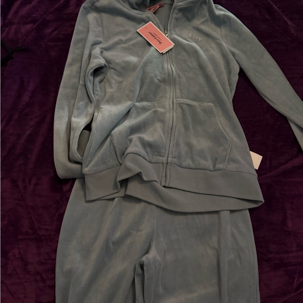 Juicy Couture Light Blue Velour Hoodie Set